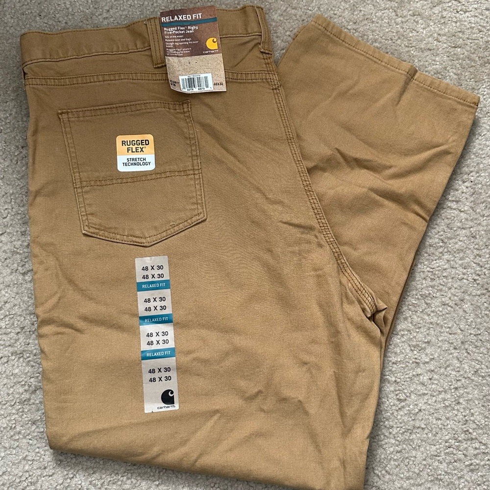 Carhartt Men's Tan Rugged Flex Rigby Canvas Work Pants